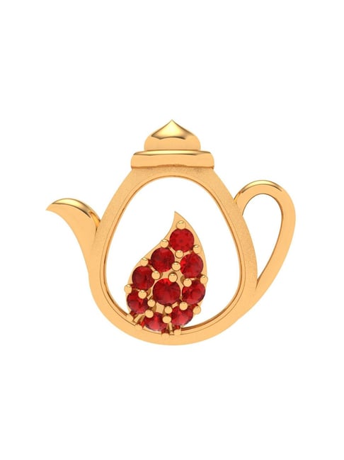 P.C. Chandra Jewellers 18k Yellow Gold Floral Tea Pot Pendant-picture-11