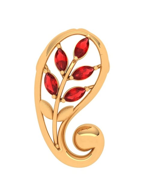 P.C. Chandra Jewellers 14k Yellow Gold Naksha Red Stone Pendant-picture-29