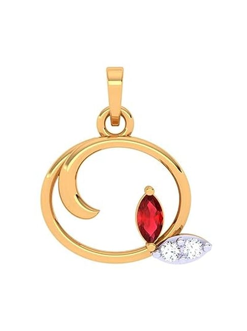 P.C. Chandra Jewellers 14k Yellow Gold Stone Studded Modern Designer Pendant-picture-23