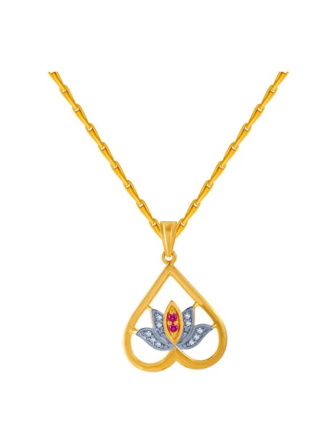 P.C. Chandra Jewellers 14k Yellow Gold American Diamond Pendant-picture-16