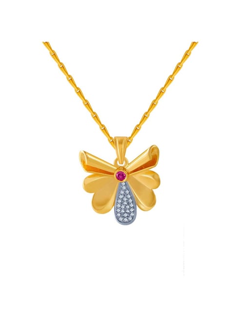 P.C. Chandra Jewellers 14k Yellow Gold American Diamond Pendant-picture-27