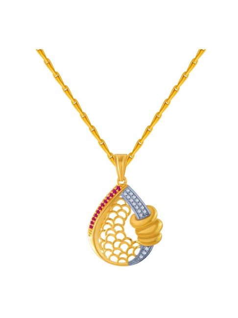P.C. Chandra Jewellers 14k Yellow Gold American Diamond Pendant-picture-34