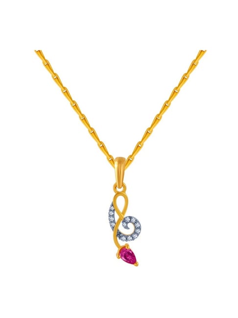 P.C. Chandra Jewellers 14k Yellow Gold American Diamond Pendant-picture-28
