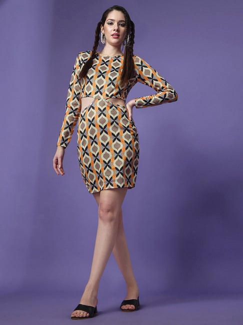 Abstract Print Bodycon Dress | Women's Bodycon Dress | AaliyaIndia