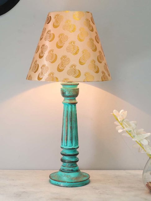 Homesake Gold Green Wood Antique Traditional Country Cottage Peacock  Table Lamp