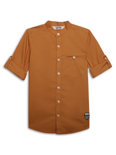 Cantabil Kids Mustard Solid Full Sleeves Shirt-picture-21