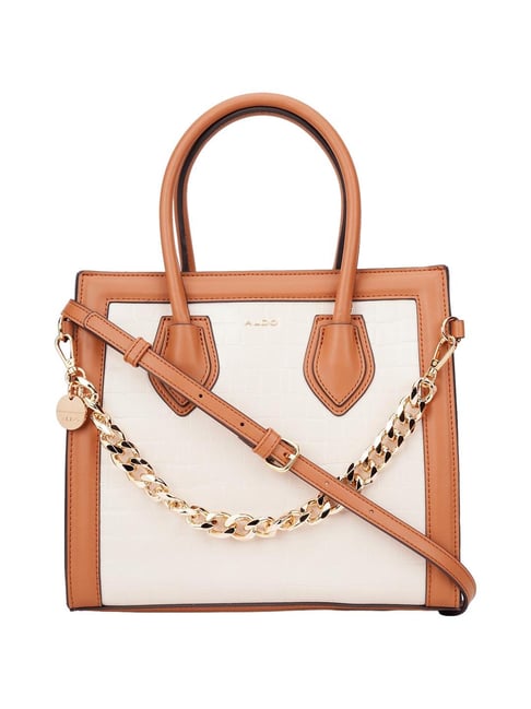 Aldo Cadoa White Color Block Medium Handbag