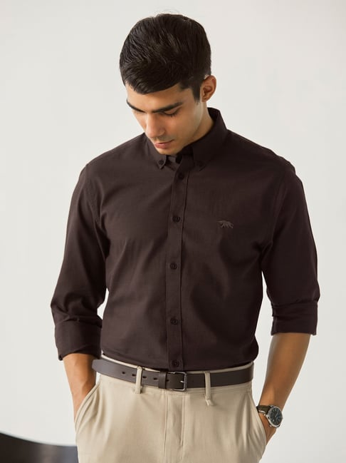 Buy ANDAMEN Dark Brown Slim Fit Shirt for Men's Online @ Tata CLiQ