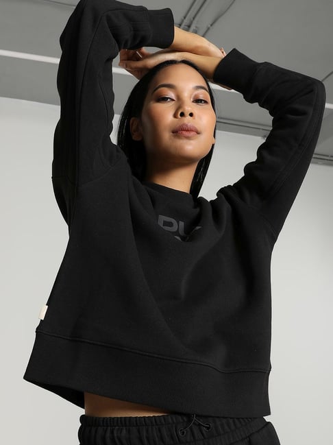 Puma Black Cotton Relaxed Fit Sweatshirt-picture-33