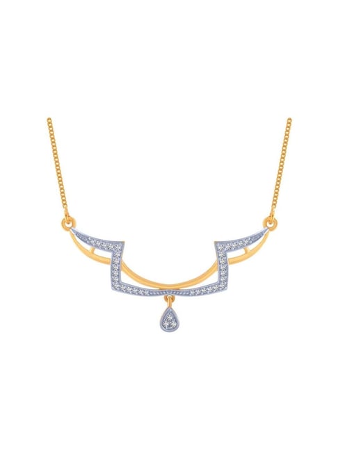 P.C. Chandra Jewellers 14k Yellow Gold American Diamond Pendant with Chain-picture-40