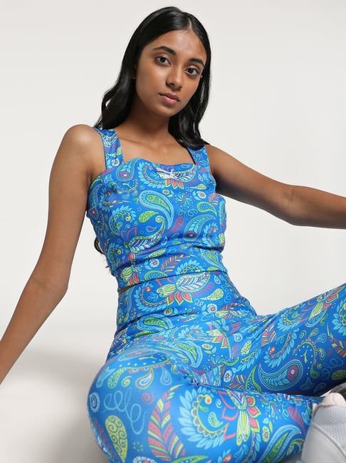 Puma Blue Paisley Print Crop Top