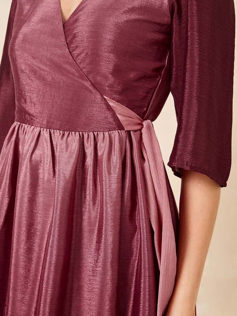 Buy Styli Maroon A Line Wrap Dress for Women Online Tata CLiQ