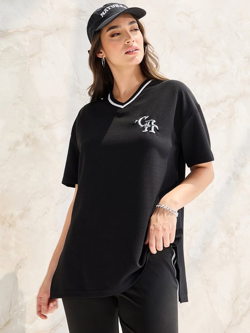 Apparel Womens Black T Shirt With White Writing Bossin' Up T-shirt