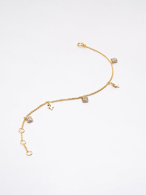 P.N.Gadgil Jewellers 14k Gold Leaf & Bud Flexible Fit Diamond Bracelets For Women