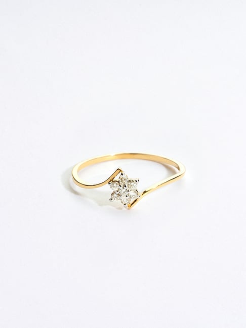P.n.gadgil Jewellers 14k Gold Tiny Flora Casual Diamond Rings For Women