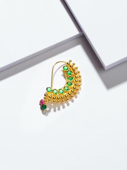 Maharashtrian Wear Gold Plated Nose Ring For Women And Girls - SUKAI JEWELS  - 3636922