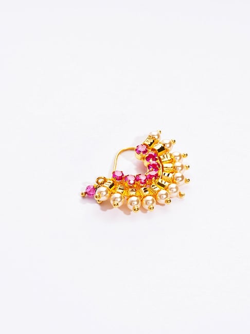 Bridesmaid Gift, Marathi Nose Ring, Statement Nosse Pin, Gold Pearl Nose  Ring, Wedding Jewelry, Nose Pin - Etsy