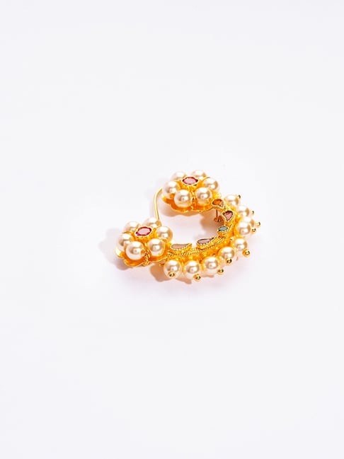 png jewellers P.N.Gadgil Jewellers 14k Gold Maharashtrian Kudi Moti Nosering For Women-picture-38