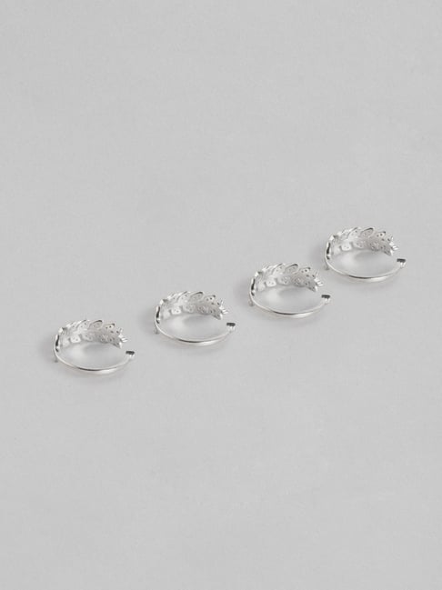 Zavya 925 Sterling Silver Leafy Casual Toe-ring For Women Combo Of