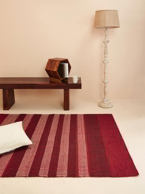 Fabindia Home Rudhir Woven Red Polyester Dhurrie