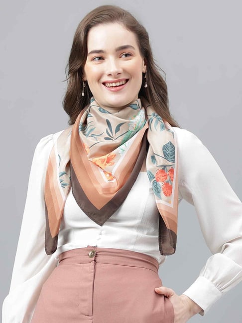 Tossido Beige Floral Scarf Bag Scarf Set