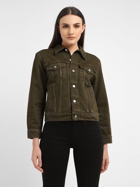 Buy Levi s Olive Denim Jacket for Women s Online Tata CLiQ