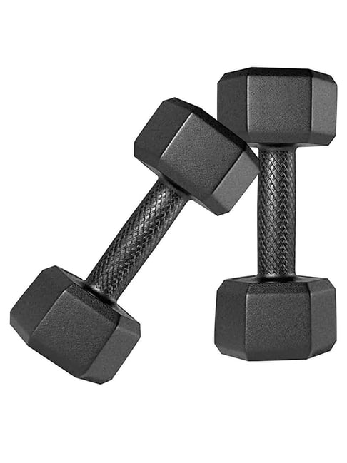 Protoner Hex Pair of 4kg Each PVC Dumbbells Set (Black)