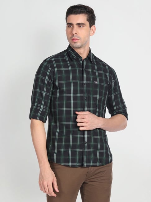 ARROW 60’s shadow check rayon shirt Buy Arrow Sport Slim Fit Windowpane Checks Shirt - NNNOW.com