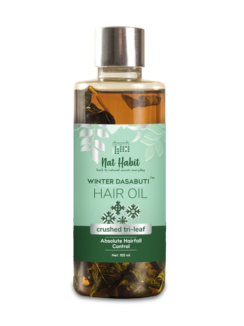 Nat Habit Crushed Tri-Leaf Hair Fall Control Winter Dasabuti Hair Oil - 100 ml
