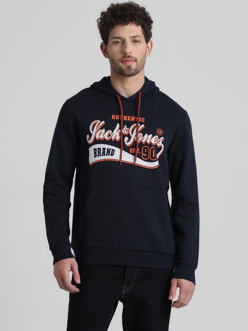 Jack & Jones Navy Blue Regular Fit Printed Hooded Sweatshirt-picture-28