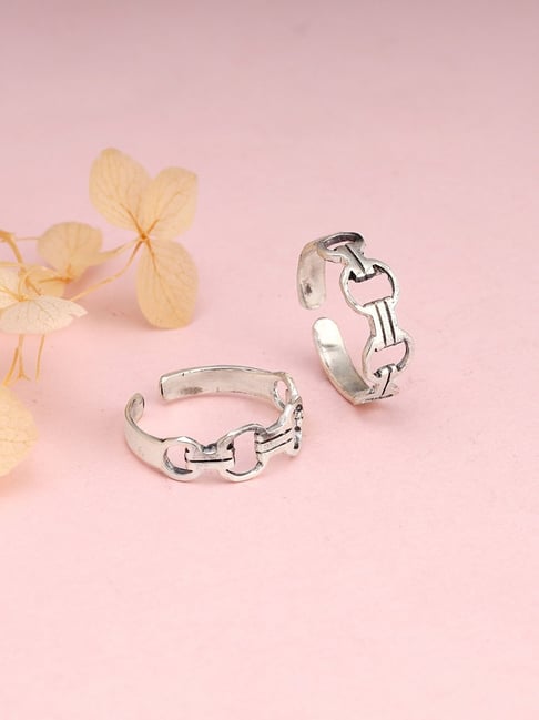 GIVA 92.5 Sterling Silver Interlinked Mini Toe Rings-picture-11