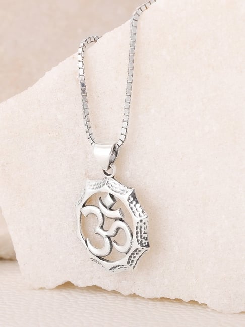 GIVA 925 Oxidized Silver Graceful Om Pendant With Link Chain For Men-picture-21