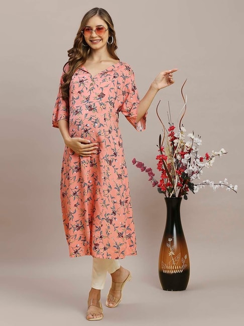 Women's Pure Cotton Printed Maternity Feeding Gown Nighty Feeding Dress  Kurti Gown (US, Numeric, 40, Regular, Regular) Pink at Amazon Women's  Clothing store