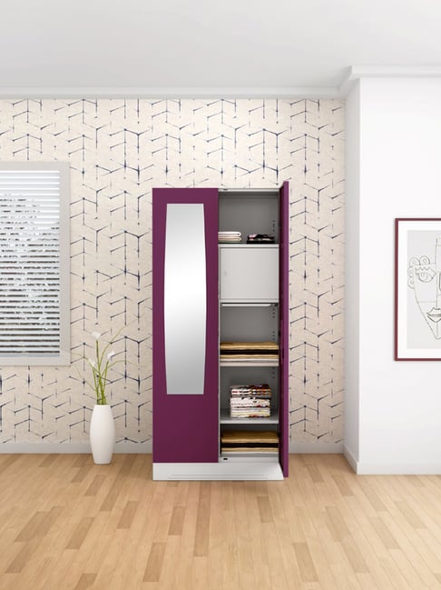 Godrej Interio Slimline 2-Door Steel Almirah, Purple (1-Year Warranty, 1 Locker, 1 Drawer)-picture-29