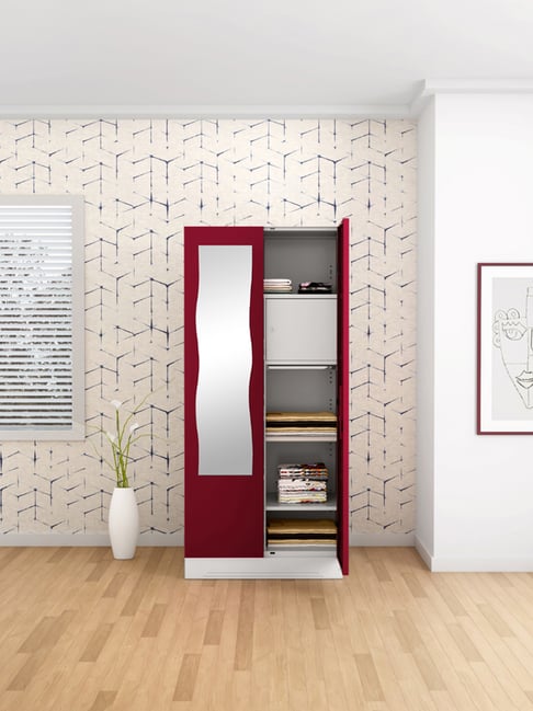 Godrej Interio Slimline 2-Door Steel Almirah, Red (1-Year Warranty, 1 Locker, 1 Drawer)-picture-21