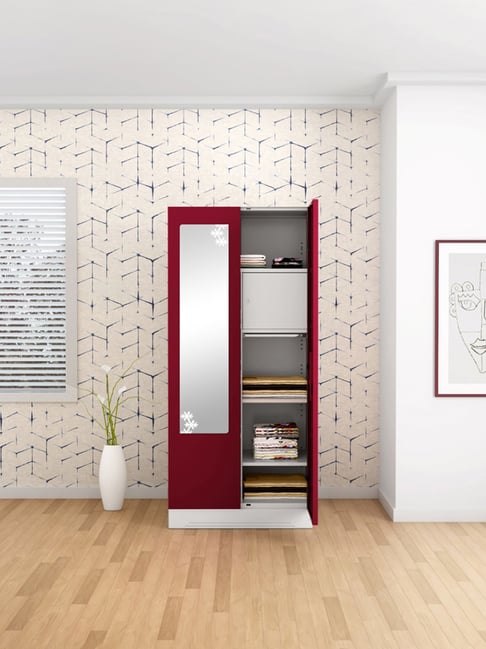 Godrej Interio Slimline 2-Door Steel Almirah, Red (1-Year Warranty, 1 Locker, 1 Drawer)-picture-23