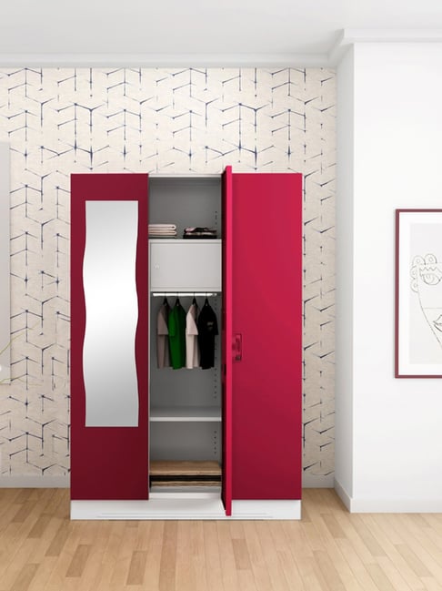 Godrej Interio Slimline 3-Door Steel Almirah, Red (1-Year Warranty, 1 Locker, 2 Drawers)-picture-29