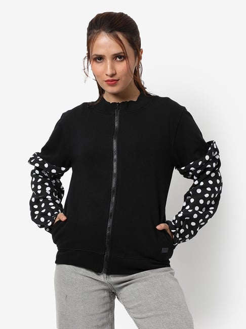 Campus Sutra Black Cotton Polka Dot Sweatshirt-picture-31