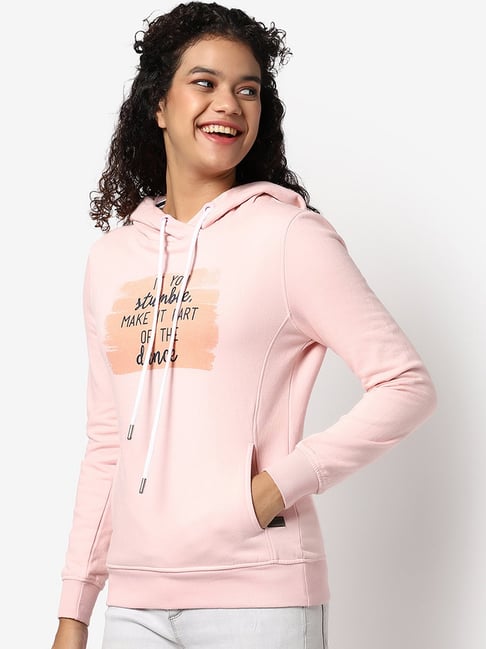 Campus Sutra Pink Cotton Graphic Print Hoodie-picture-26