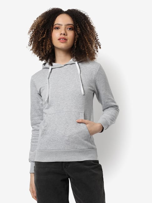 Campus Sutra Grey Cotton Textured Hoodie-picture-17