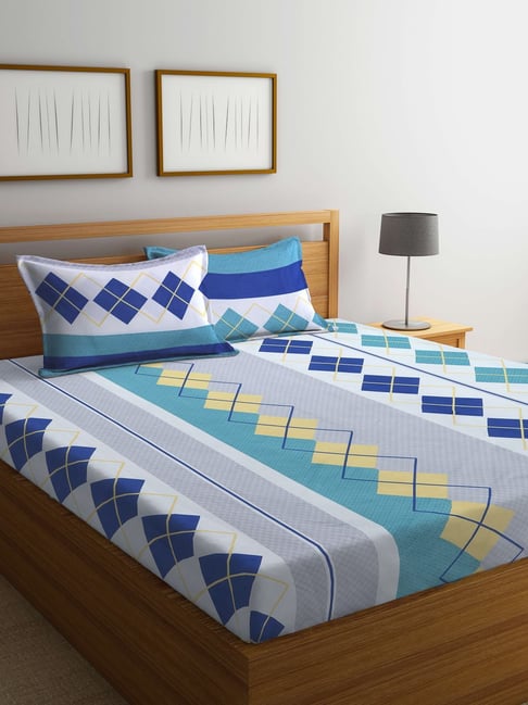 Buy Klotthe Multicolor 300 TC Double Fitted Sheet with 2 Pillow Covers at Best  Price @ Tata CLiQ