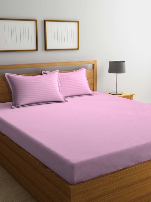 Klotthe Light Pink 300 TC Cotton Blend Double Bed Sheet with 2 Pillow Covers-picture-13