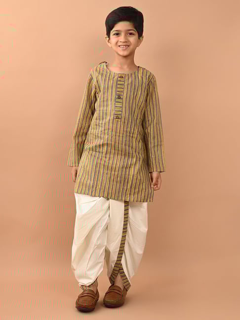 LilPicks Kids Multicolor Striped Full Sleeves Kurta with Dhoti