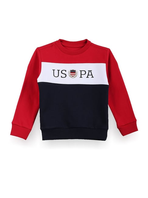 Polo Kids Multicolor Color Block Full Sleeves Sweatshirt