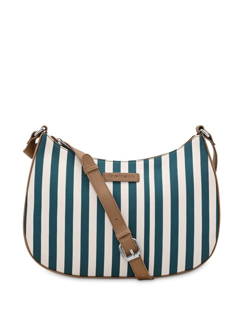Fastrack Blue White Striped Small Sling Handbag - Main Image