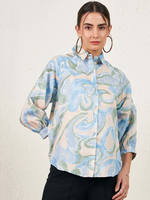 Marie Claire Blue Printed Shirt-picture-31