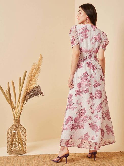 Marie Claire White Printed Maxi Dress