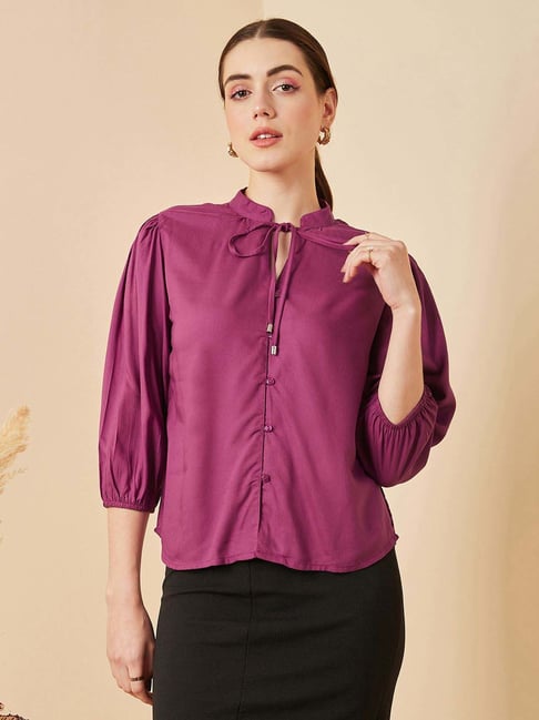 Carlton London Purple Regular Fit Top