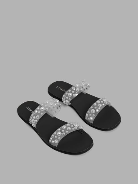 LUNA BLU by Westside Black Pearl Accent Slides