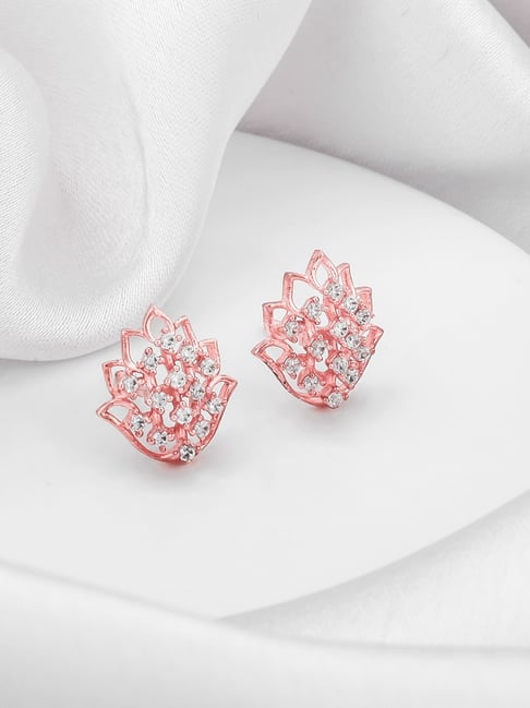 Get Pink Stone Detail Oxidized Silver Plated Lotus Earrings at ₹ 1599 | LBB  Shop